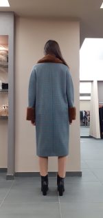 Cappotto in lana piede de poule azzurro/marrone Carla Vì - immagine 3