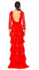 Abito lungo balze rosso Kuea - immagine 2