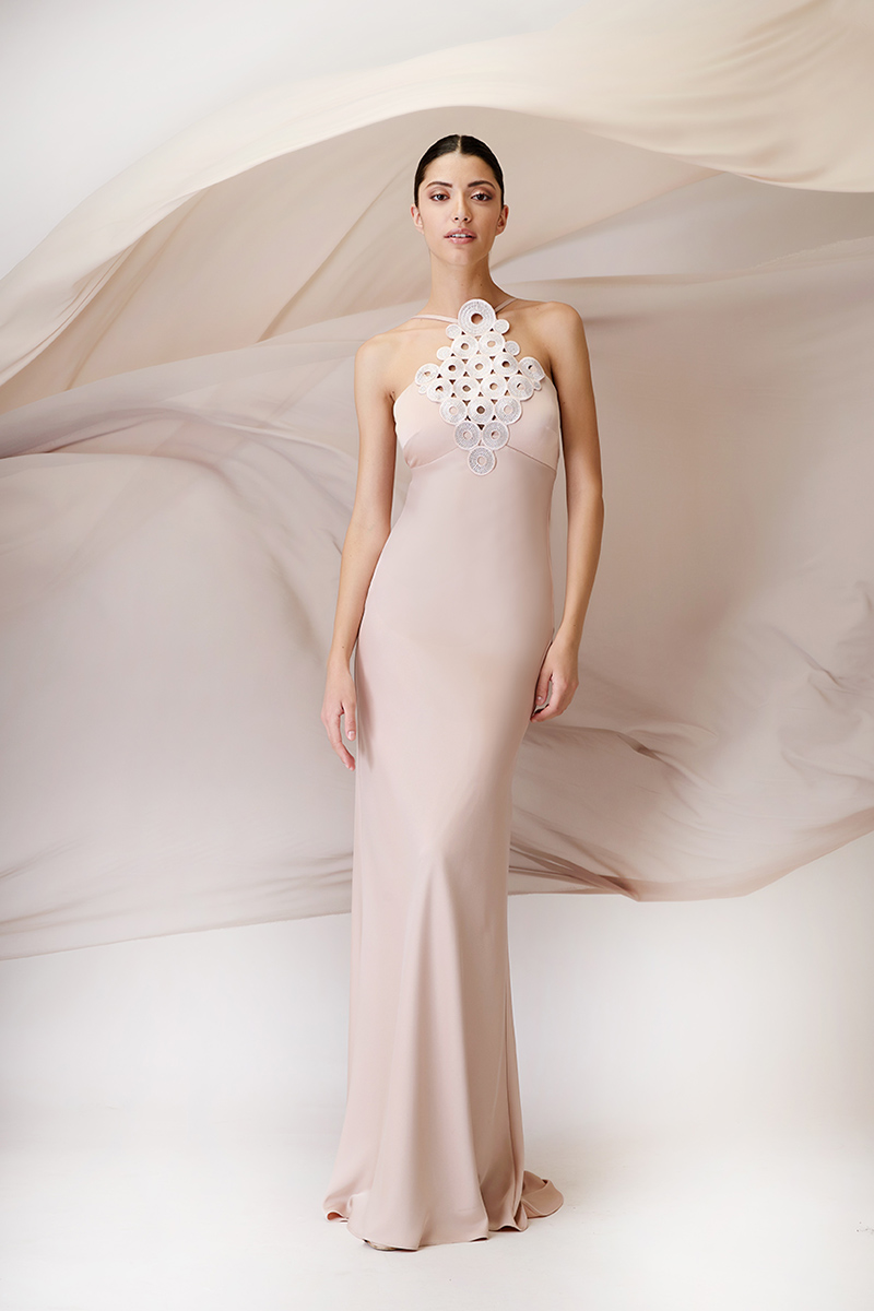 Abito lungo a sirena con stola Maestri Haute Couture VIPA Fashion